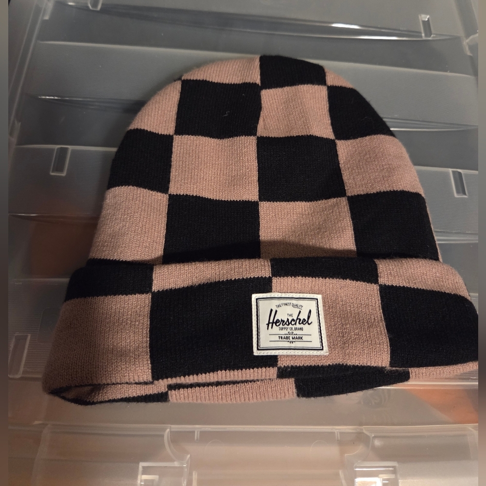 Herschel Elmer Black and Ash Rose Checkered Beanie